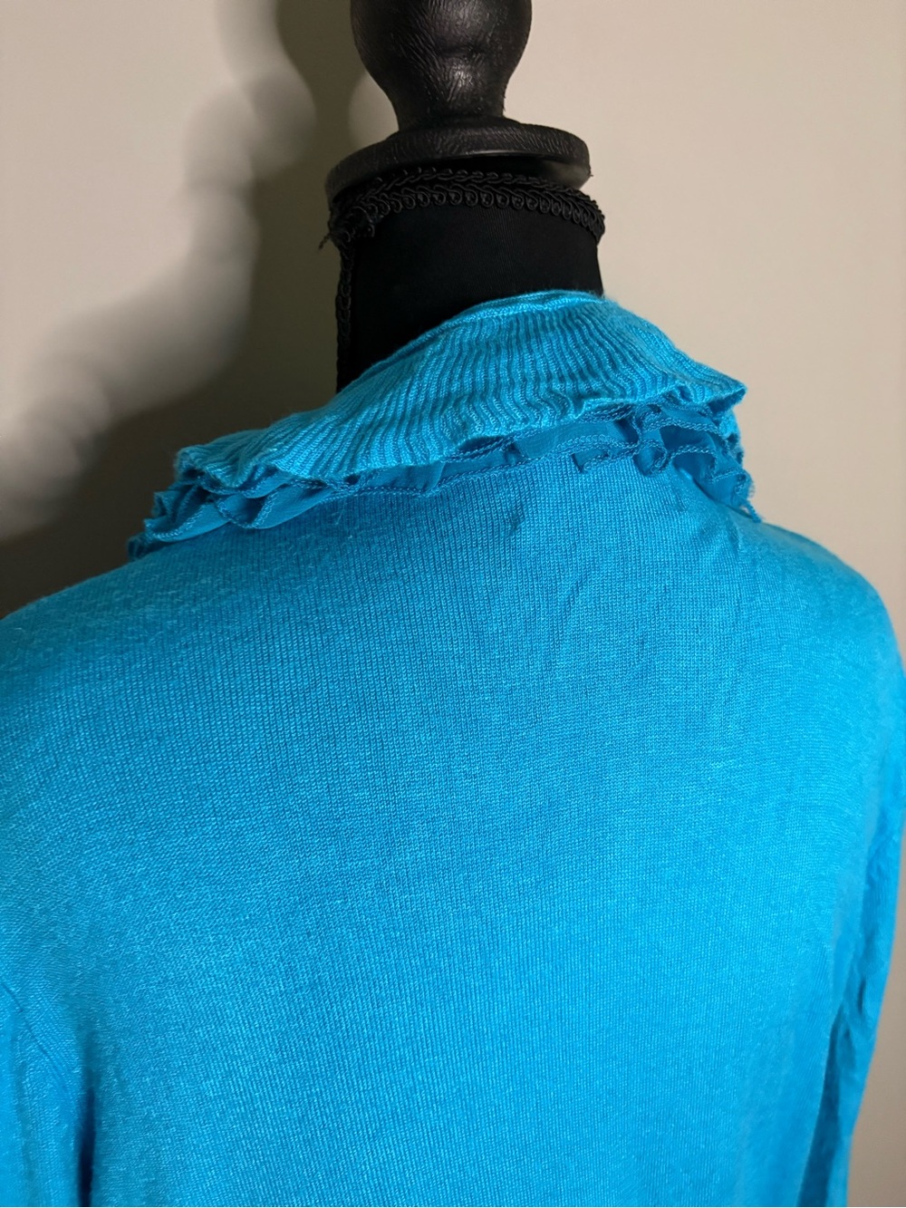 Milano Ruffle Open-Front Cardigan - Turquoise Blue - Picture 5 of 8